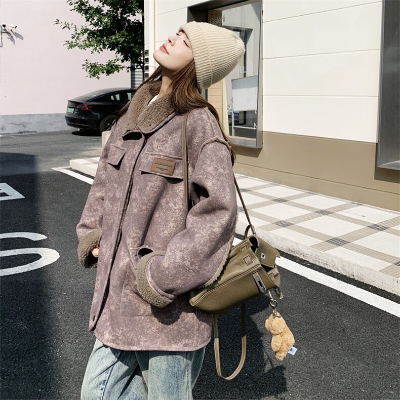 【新款】工艺印花皮毛一体羊羔毛外套C158-8612-P185-K278图片