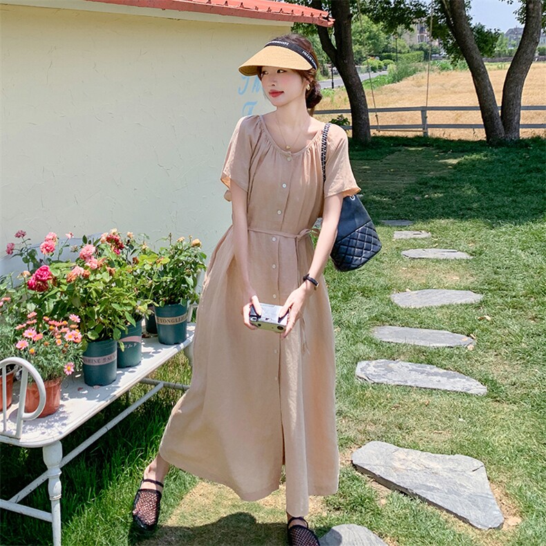 夏季韩版泡泡袖皱褶设计连衣裙5091P135K208,女装连衣裙,维壹