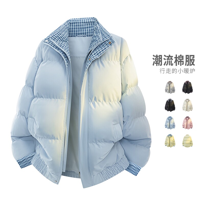 假两件潮流格子棉衣男士冬季休闲潮流百搭保暖外套MY2515-P85,男装棉衣,星座610（原A335）