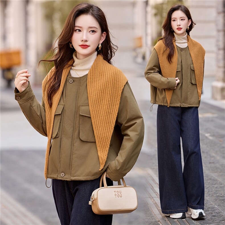短款棉服女2025秋冬季新款小个子独特超好看洋气轻薄保暖夹棉外套,女装棉衣/棉服,艾仟回(原伊仟回)