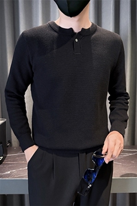 E41080-M-3XL-P88秋季打底男士休闲针织纯色百搭套头修身毛衣男图片