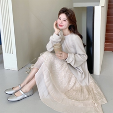 26春新款现-优雅亮丝小众设计感华夫格连衣裙2611-P180K288，女装连衣裙，2B190
