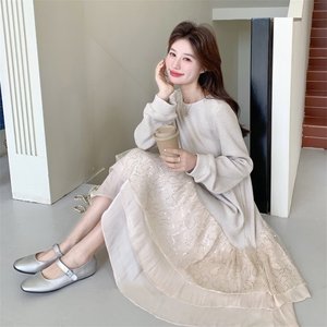 26春新款现-优雅亮丝小众设计感华夫格连衣裙2611-P180K288图片