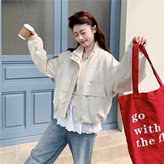现货米白色春季新款外套女短款休闲宽松上衣2C353--721#P165K268，女装短外套，2C353