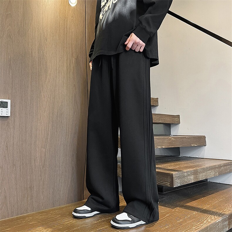 休闲裤男2024春季新款港风宽松重磅华棉阔腿裤学生卫裤K8072-P38,男装休闲裤,星座214-3