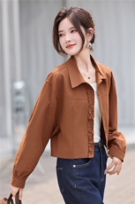 2025早秋新款韩系休闲复古别致好看小个子短款百搭衬衫薄外套女，女装衬衫，丽影随形