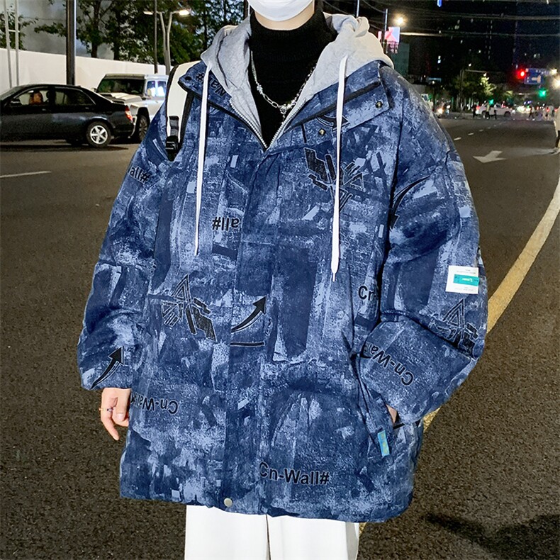 假两件冬季新款休闲加厚保暖棉衣连帽潮牌大码棉服外套33231P115,男装棉衣,电商A086