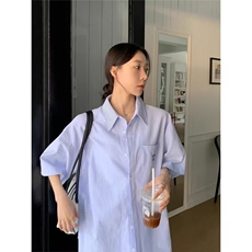 美式宽松条纹短袖衬衫2025夏季情侣装休闲半袖衬衣上衣外套，男装T恤，星座506A