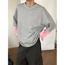 【现货】DT6688-P60纯棉假两件T恤拼接袖子男女宽松春秋卫衣潮，男装T恤，星座603-2