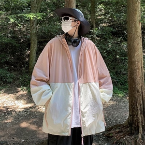 时尚防晒服拼色美式防紫外线薄款情侣装外套UPF50+凉感男士防晒衣图片