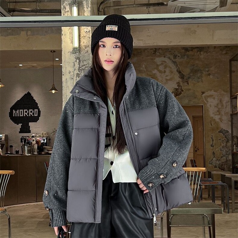 2025新款冬季设计感拼接加厚棉服女新款学院洋气百搭棉袄外套,男装棉衣,星座1210-1