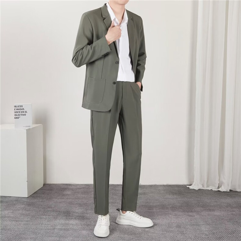 休闲西装男士外套结婚礼服春季新款潮牌西服套装男 TK7470图片