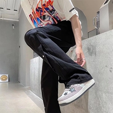 高街美式休闲排扣牛仔裤男拉链开衩设计感宽松拖地裤N0891-P50，男装牛仔裤，星座308B-1