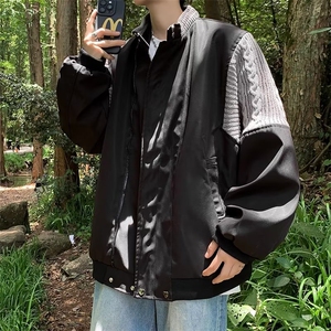 2024新款欧美式拼接夹克男潮牌复古宽松棒球服外套春秋AJ901-P68图片
