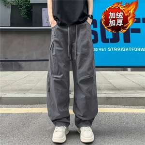 秋冬季新款工装裤复古做旧设计感阔腿直筒休闲裤男装7912 P60图片