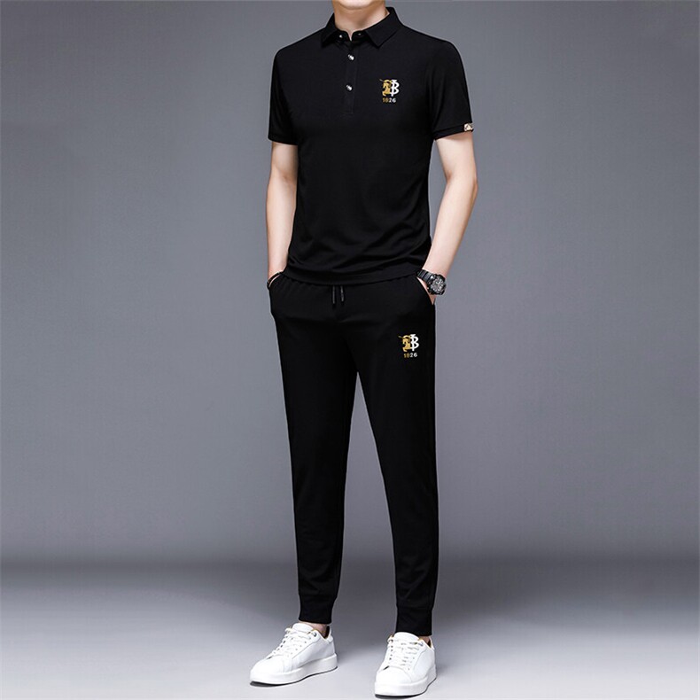 HP504夏季新款男士休闲套装刺绣男装百搭二件套,男装休闲套装,电商B360
