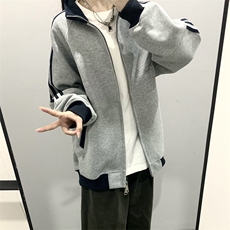 抖音得物高品质26春装美式高街重磅结构拼接织带立领卫衣外套CM42，女装短外套，电商A486-1