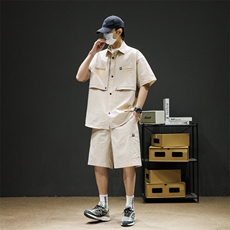 短袖衬衫男新款夏季薄款透气搭配一套短裤宽松翻领衬衣TZ066-P100，男装牛仔裤，星座308B-2