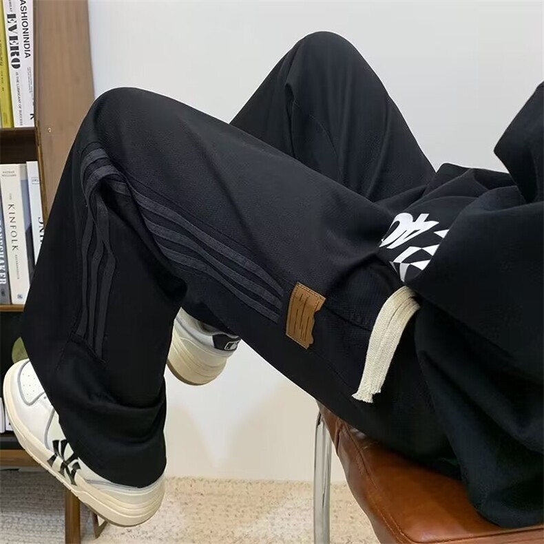 港风休闲裤子薄款男女春秋2026新款潮牌宽松直筒黑色阔腿运动长裤,女装休闲裤,星座601-2