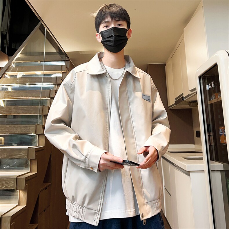 皮衣外套宽松秋季新款男士皮夹克潮情侣宽松A266-PY006-P80控138,男装夹克,电商A266