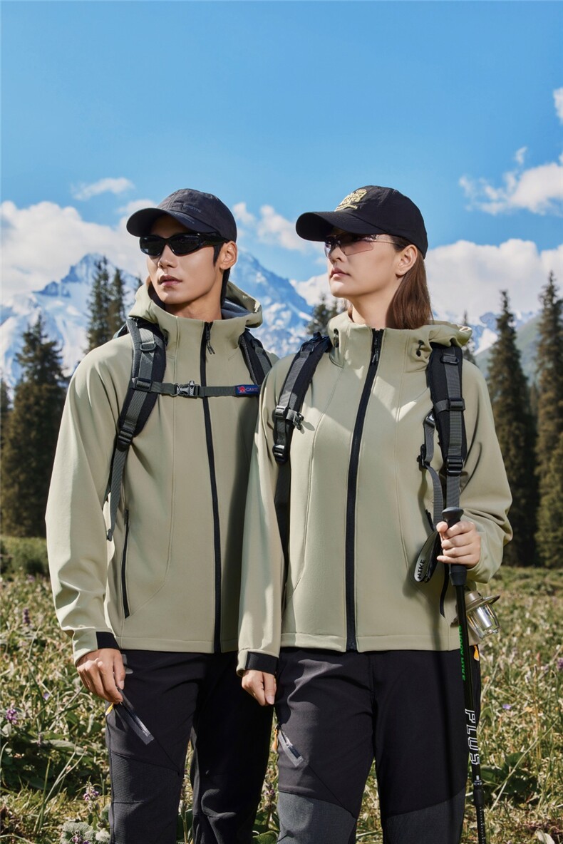 2025百搭时尚简约厚实硬壳冲锋衣连帽立领,女装短外套,衫都服饰