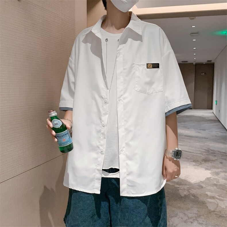夏季薄款日系短袖衬衫男士韩版潮流休闲宽松衬衣CS065-P30,男装衬衫,星座308B-1