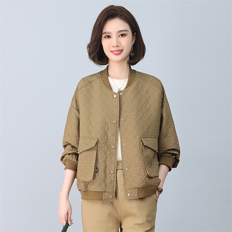 2024年春秋季新款潮韩版夹棉女宽松显瘦休闲外套,女装短外套,独衣靓