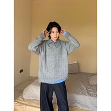 网图现货美式复古麻花毛衣男款秋冬慵懒风针织衫内搭长袖特P53，男装针织衫/毛衣，电商C306-1