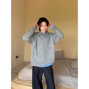 网图现货 美式复古麻花毛衣男款秋冬慵懒风针织衫内搭长袖 特P53图片