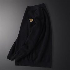 2540冬季新款加厚澳洲山羊绒保暖休闲美杜莎刺绣毛衣(M-4XL，男装针织衫/毛衣，钱塘2010-1