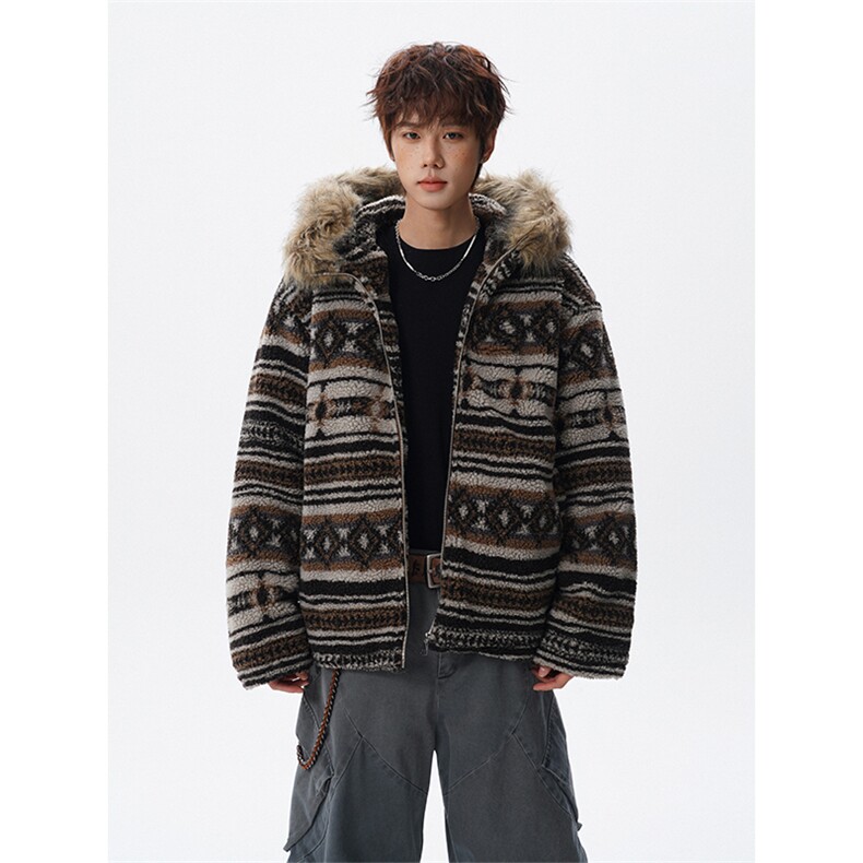 5XL-MMY1714-P168费尔岛棉衣男民族风座山雕羊羔毛提花550g，男装民族服装，电商D206-1