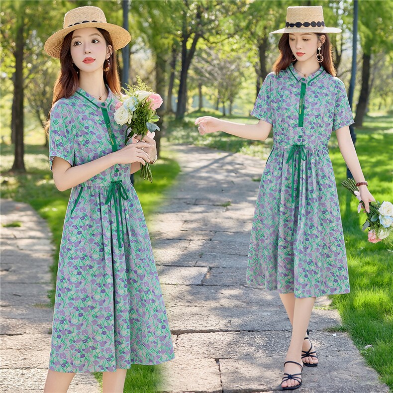 320时尚印花显瘦连衣裙，女装连衣裙，倪叶myz