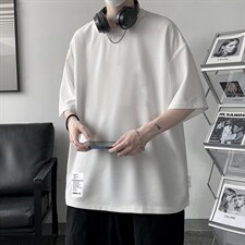 HT73045-P22华夫格t恤男短袖男大码五分袖大皂风，男装T恤，电商A040
