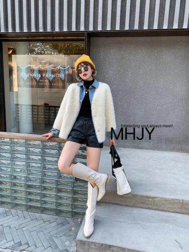 2021冬季高品质皮毛一体096#牛仔拼接皮毛一体，女装，美合佳彦