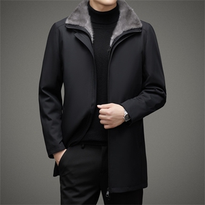 DLSN8813冬季新款男士派克服水貂内胆皮草中长款风衣P1550图片