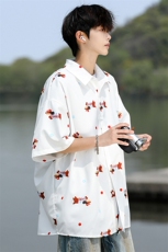 8XL-M腊肠狗花衬衫男短袖夏季冰丝薄款花衬衣寸衫外套DC28003P38，男装T恤，电商B312