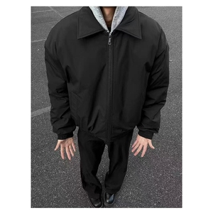 美式飞行员夹克棉服男冬季加厚保暖翻领棉衣外套黑色廓形短款棉袄图片