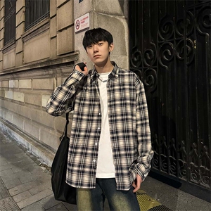 档口现货 24春季粉色格子甜酷风情侣ins长袖衬衫男CS001-p55控68图片