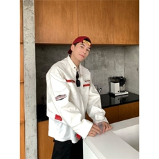 美式短款赛车服pu皮刺绣外套HH100P65，男装皮衣，星座1013-5