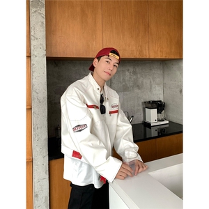 美式短款赛车服pu皮刺绣外套HH100 P65图片