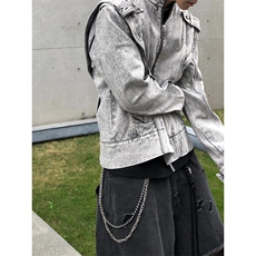 【有货】短款解构拼接牛仔外套男重工垫肩夹克JK8636CC-特P78，男装工装外套，星座1007（原301D）