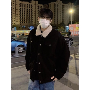 现货加绒牛仔棉服男冬季棉衣外套羊羔绒翻领夹克毛领MY1089-P110图片