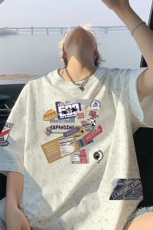 ！2026新款男士潮牌印花短袖T恤小碎花情侣半袖T2527特P28，男装T恤，电商B220