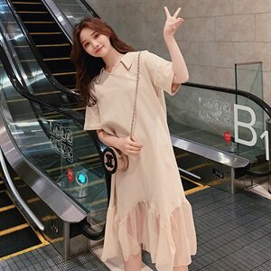 现货 全棉针织鱼尾显瘦连衣裙女 229-8104-P75 控128图片