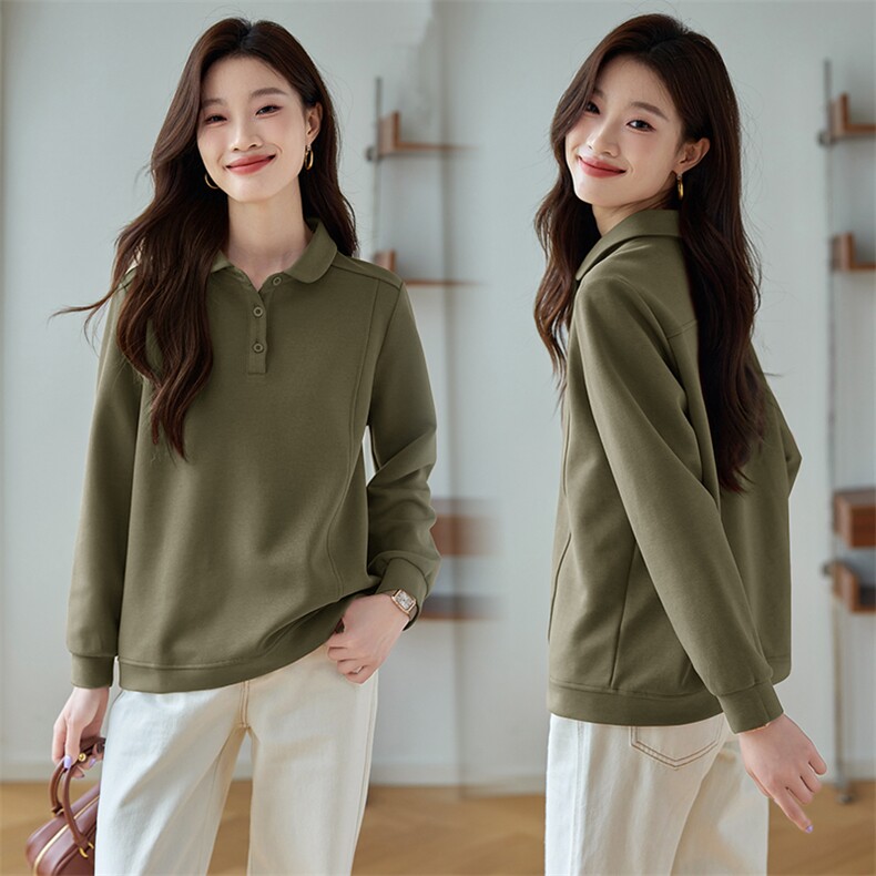 短款卫衣女2025春秋新款年中年妈妈宽松洋气翻领休闲薄款长袖上衣，女装卫衣/绒衫，韩派