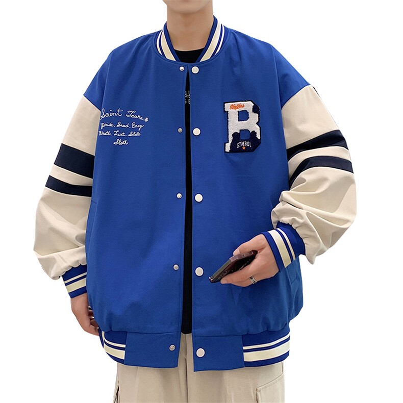 港风上衣夹克宽松落肩拼色棒球服外套XZ214-8JK712-P75,男装夹克,星座1204-3