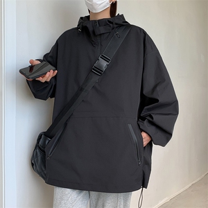 JK8010/P55春装新款现货中性风冲锋衣男女宽松套头夹克个性外套男图片