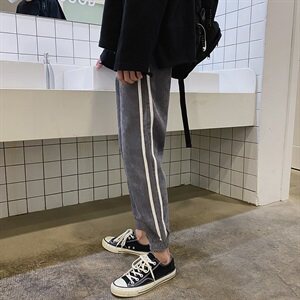 20秋装港风大码潮流工装灯芯绒宽松九分小脚休闲男裤K816-P45图片