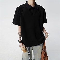 wassuphappy美式POLO衫短袖t恤男夏季潮流重磅青少年拼接上衣服，男装T恤，电商A073
