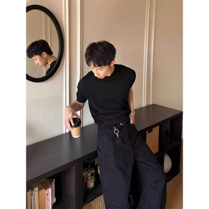 网图 老钱风boxy正肩版短袖针织衫T恤 W2000/特P45，男装T恤，电商B350